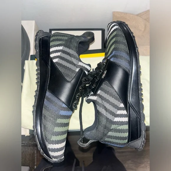 Fendi Striped Low Top Fabric Runner Sneakers